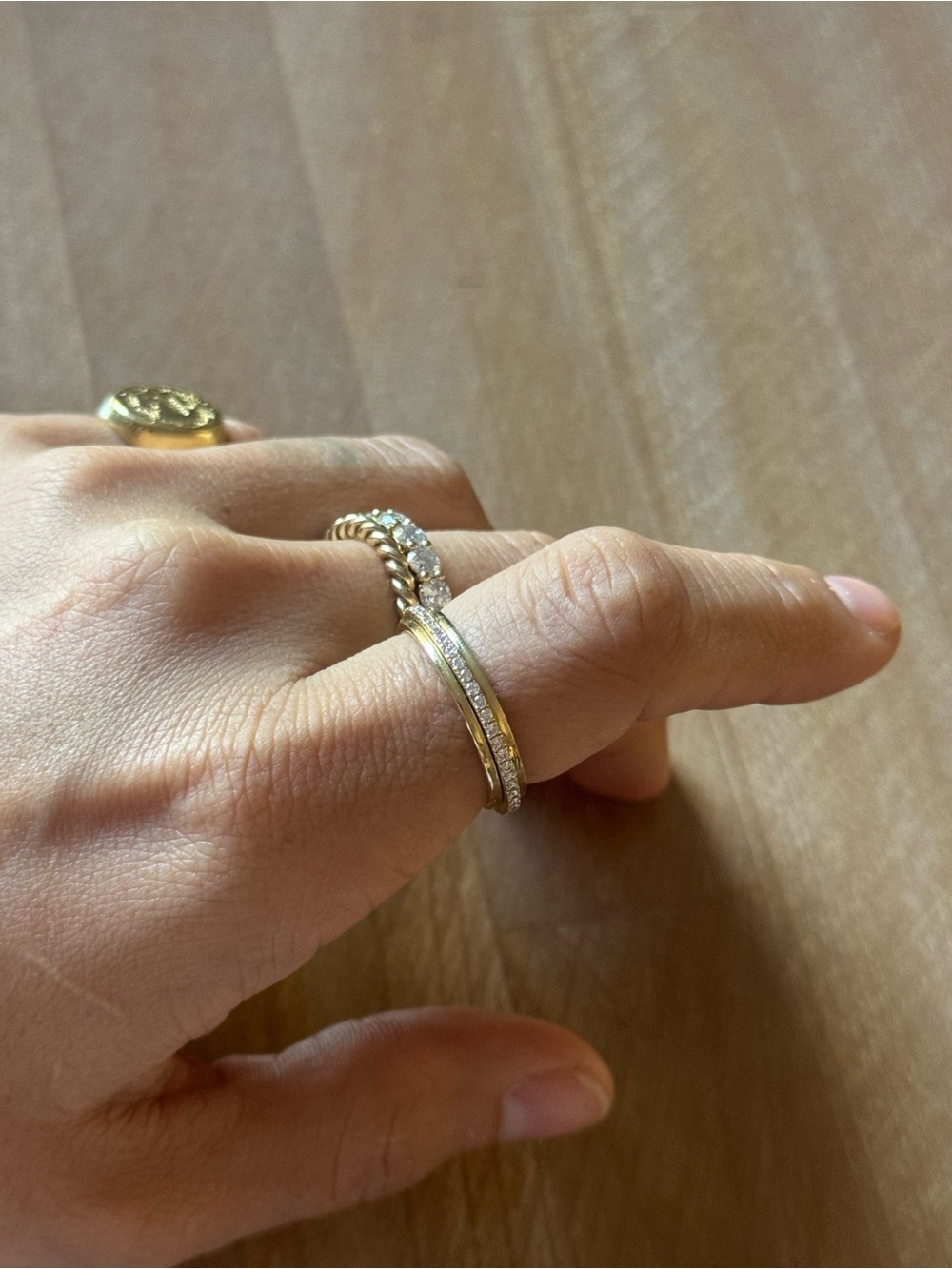 Spinner ring 14k gold and lab diamonds, 5.1g size 9.5